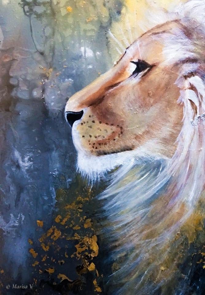Leo: first stage: the lion painted, before the gold leaf.